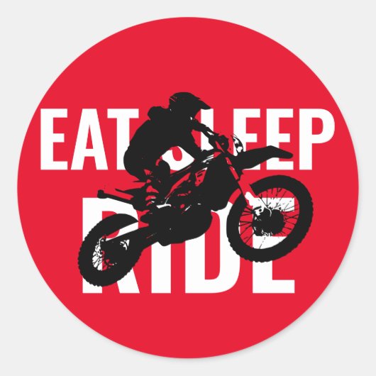 Sleep Ride Motocross Motorrad Pop Art Runder Aufkleber (Vorderseite)