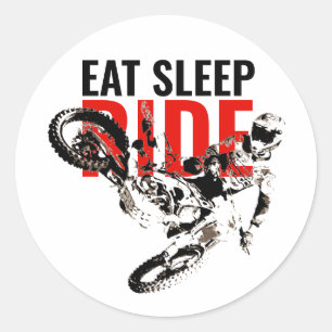 Sleep Ride Motocross Motorrad Pop Art Runder Aufkleber