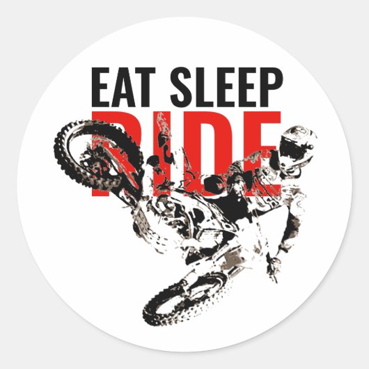 Sleep Ride Motocross Motorrad Pop Art Runder Aufkleber (Vorderseite)