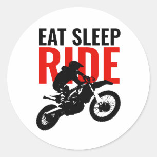 Sleep Ride Motocross Motorrad Pop Art Runder Aufkleber