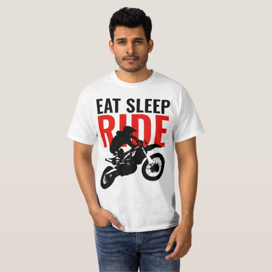 Sleep Ride Motocross Motorrad Pop Art T-Shirt (Vorne ganz)