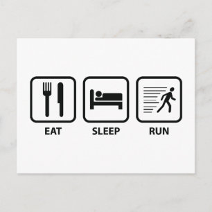 Sleep Run essen Postkarte