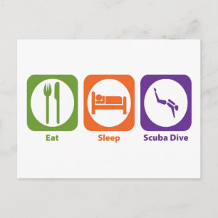Sleep Scuba Dive essen Postkarte