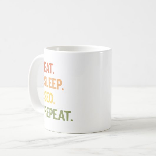 Sleep Seo Wiederholung essen Kaffeetasse (Vorderseite Links)