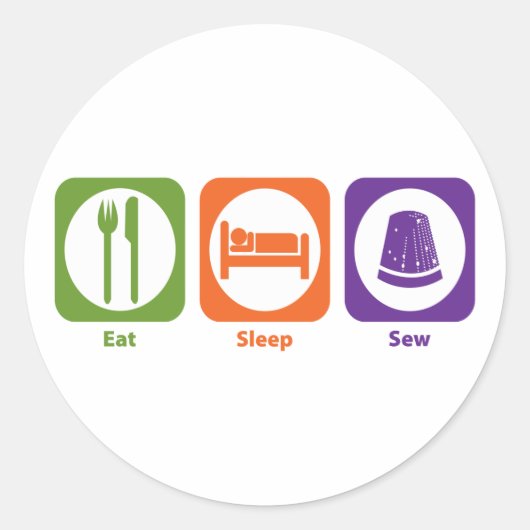 Sleep Sew essen Runder Aufkleber (Vorderseite)