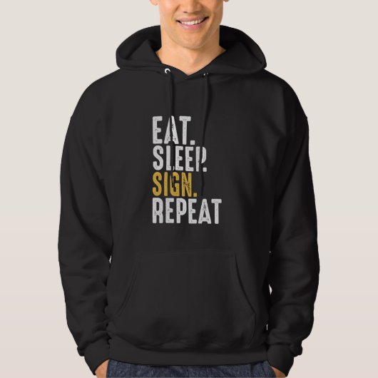 Sleep Sign Repeat Sign Language Hoodie (Vorderseite)
