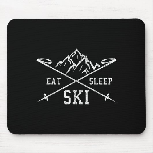 Sleep Ski Repeat essen - Skifahren Berge Winter Sp Mousepad (Vorne)