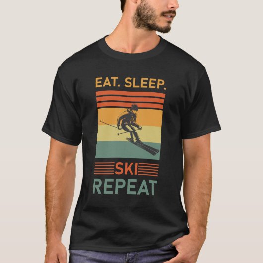 Sleep Ski Repeat - Skifahren T-Shirt (Vorderseite)