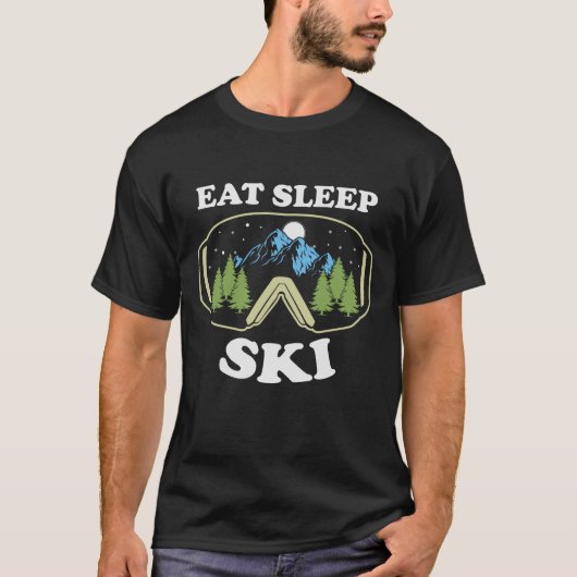 Sleep Ski Snowboard Goggles T - Shirt essen (Vorderseite)