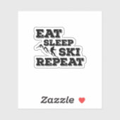 Sleep Ski Wiederholung essen Aufkleber (Blatt)