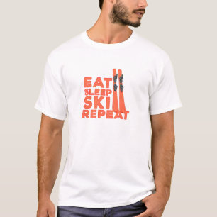 Sleep Ski Wiederholung essen T-Shirt
