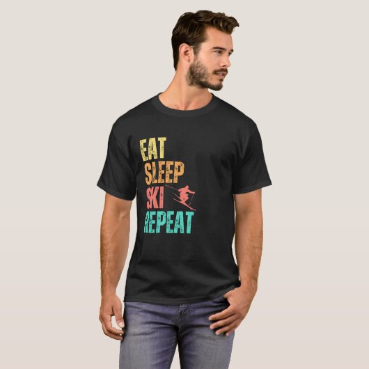 Sleep Ski Wiederholung essen T-Shirt (Vorne ganz)