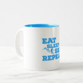 Sleep Ski Wiederholung essen Zweifarbige Tasse (Vorderseite Links)