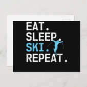 Sleep Ski Wiederholung Skifahren Hobby Wintersport Postkarte (Vorne/Hinten)