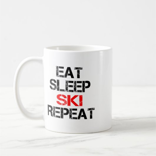 Sleep Ski Wiederholung Wintergebirge Skilodge Kaffeetasse (Links)