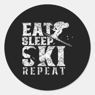 Sleep Ski Wiederholung Wintersportski Skifahren Sa Runder Aufkleber