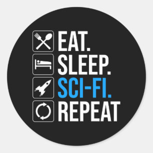 Sleep Sleep-Sci-Fi Wiederholung Runder Aufkleber