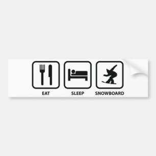 Sleep Snowboard essen Autoaufkleber
