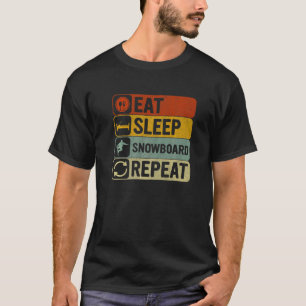 Sleep Snowboard essen Wiederholung Retro 60er 70er T-Shirt