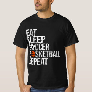 Sleep Soccer Basketball Wiederholung Spaß Ball ess T-Shirt