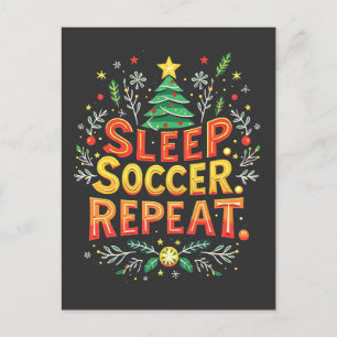Sleep Soccer Wiederholung Weihnachtsbaum Fußball L Postkarte