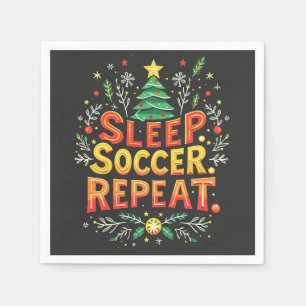 Sleep Soccer Wiederholung Weihnachtsbaum Fußball L Serviette