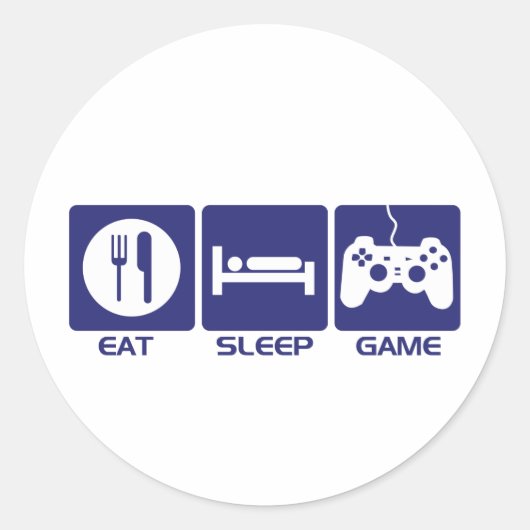 Sleep-Spiel essen Runder Aufkleber (Vorderseite)