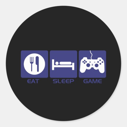 Sleep-Spiel essen Runder Aufkleber (Vorderseite)