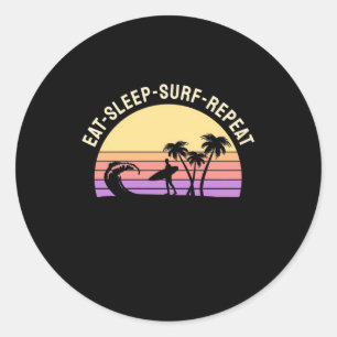 Sleep Surf wiederholen Runder Aufkleber