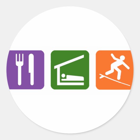 Sleep Surfing essen Runder Aufkleber (Vorderseite)