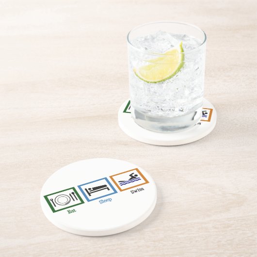 Sleep Swim essen Getränkeuntersetzer (Seite)