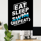 Sleep Swim essen Poster (Heimbüro)