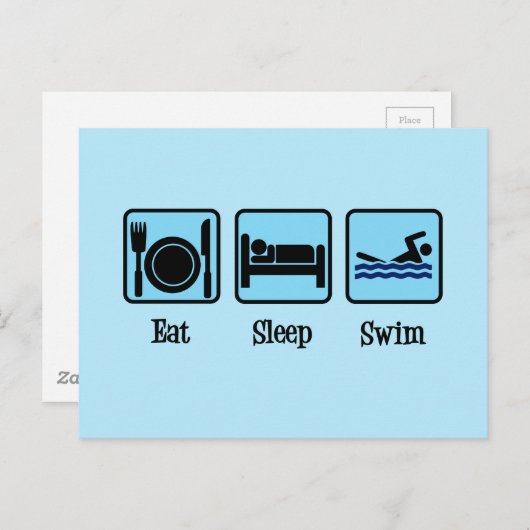 Sleep Swim Funny Swimmer essen Postkarte (Vorne/Hinten)