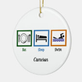 Sleep Swim Funny Swimmingpool Weihnachten Keramikornament (Links)