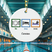 Sleep Swim Funny Swimmingpool Weihnachten Keramikornament