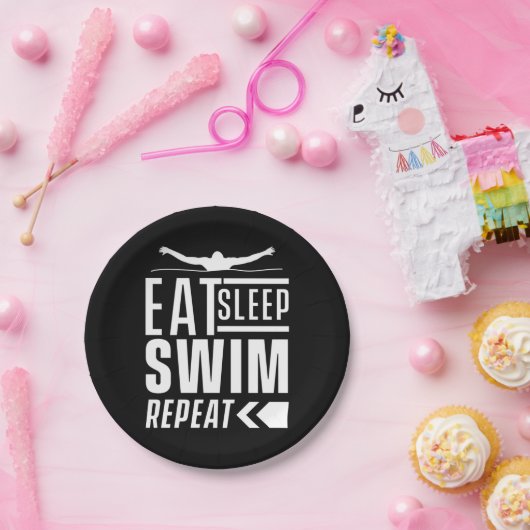 Sleep Swim wiederholen Pappteller (Party)