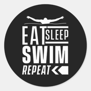 Sleep Swim wiederholen Runder Aufkleber