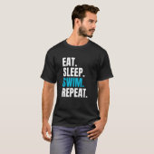 Sleep Swim Wiederholung essen, Schwimmliebhaber T-Shirt (Vorne ganz)