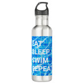 Sleep Swim Wiederholung Pool Wassersport Edelstahlflasche (Vorderseite)