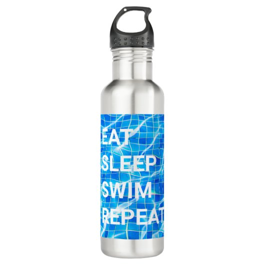 Sleep Swim Wiederholung Pool Wassersport Edelstahlflasche (Vorderseite)