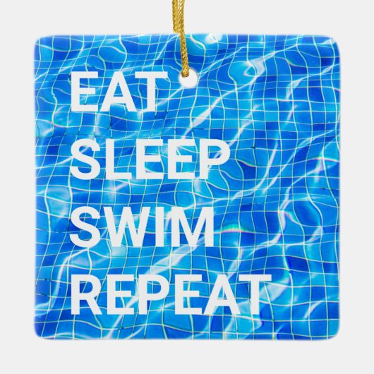Sleep Swim Wiederholung Pool Wassersport Keramikornament (Vorderseite)