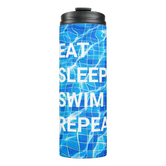 Sleep Swim Wiederholung Pool Wassersport Thermosbecher (Vorderseite)