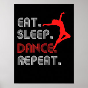 Sleep Tanz Hip Hop Frauen Mädchen Mädchen essen Poster