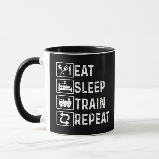 Sleep Train Repeat Dampfzug Bahn Lover essen Tasse (Links)