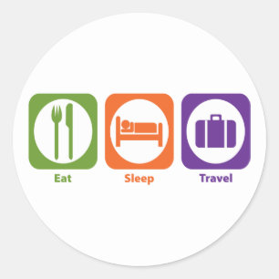 Sleep Travel essen Runder Aufkleber