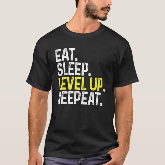 Sleep-Up-Gamer-Gaming wiederholen T-Shirt (Vorderseite)