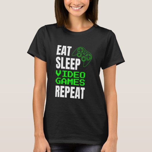 Sleep Video Games Eat Repeat Gaming Game Control T-Shirt (Vorderseite)