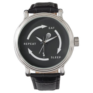Sleep Wiederholen Lacrosse Sports Fan Sprichwort Armbanduhr