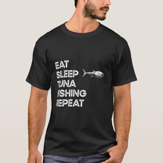 Sleep Wiederholung Fisher Fisher Thunfischfang T-Shirt (Vorderseite)