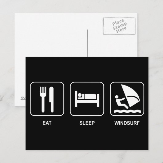 Sleep Windsurfen essen Postkarte (Vorne/Hinten)